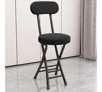 LLSHQ Orange Portable Collapsible Folding Bar Stool with Leather Cushion Compact for Apartment Home bar-s (Black)
