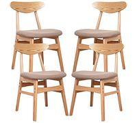 LLSHQ Restaurant Chairs Home Furniture Kitchen Islands Solid Wood Stools with Backrest and Scientific Cloth Cushion, 4 Pcs