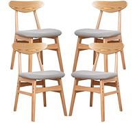LLSHQ Restaurant Chairs Home Furniture Kitchen Islands Solid Wood Stools with Backrest and Scientific Cloth Cushion, 4 Pcs