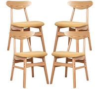 LLSHQ Restaurant Chairs Home Furniture Kitchen Islands Solid Wood Stools with Backrest and Scientific Cloth Cushion, 4 Pcs
