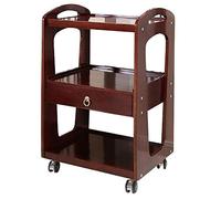 LLSHQ Rolling Bar Cart with 3 Tier Storage Shelves, Removable Utility Cart with Wheels, Solid Wood Kitchen Serving Carts, Wine Island Cart, for Hotels Restaurant Home Use