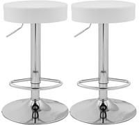LLSHQ Round Swivel Counter Height Bar Stools Set of 2 Adjustable bar-stools Backless Pu Leather Chairs with Metal Base(F)