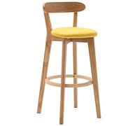 LLSHQ Solid Wood Bar Front Desk Chair with Backrest, Foortest and Linen Cushion High, Log Frame