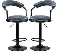 LLSHQ Swivel Adjustable Height Counter Bar Stools Set of 2 Easy to Clean Pu Leather Foam Padding Sturdy Metal Base for(D)