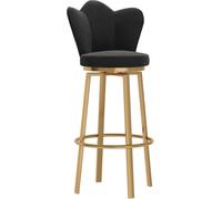 LLSHQ Swivel Bar Stools Kitchen Island with Backrest and Metal Footrest Ideal for Counters Home bar-s(Gold-Black,1pcs)