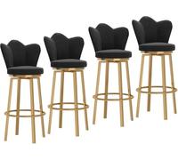 LLSHQ Swivel Bar Stools Kitchen Island with Backrest and Metal Footrest Ideal for Counters Home bar-s(Gold-Black,4pcs)