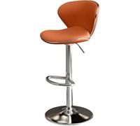 LLSHQ Swivel Bar Stools Seat Adjustable Height 63 83cm bar-stools with Back Amp Footrest Pu Leather Upholstered Counter Chairs(Orange,63-83cm Silver Legs)