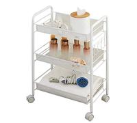 LLSHQ Trolley,Cart,Household Multi-Layer Trolleys,Cart Family Restaurant 3 Tier Swivel Castors Storage Shelf Degrees Rotation Bathroom Multifunction,45.2X26X63Cm