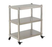 LLSHQ Trolley Microwave Oven Storage Kitchen Cart,Stainless Steel Serving Shelf Serving Cart Island Trolley with Wheels,Bedroom Bathroom Shelf with Wheels