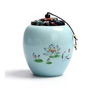 LLSHQ Urns Cremation Urn By Funeral Urn For Human Ashes Adult Medium Size Colorful Life Ash Canister 9.7x12.2cm (Blue)