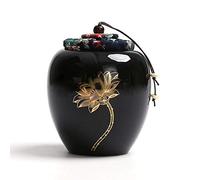 LLSHQ Urns Cremation Urn By Funeral Urn For Human Ashes Adult Medium Size Colorful Life Ash Canister 9.7x12.2cm (Black)