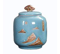 LLSHQ Urns Funeral Urn For Adult&Pet Ashes Human Small Memorial Urns Handmade Ceramics Keepsake Burial Urn At Home Or Cemetery (Blue)