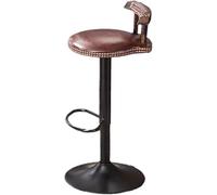 LLSHQ Vintage Bar Stools with Deep Button Tufting Wooden Kitchen Stool Sturdy Black Metal Legs Height Adjustable 20cm and (Brown)