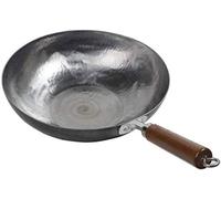 LLSHQ Walnut Traditional Hand-Forged Non-Stick Iron Pot Thickened Uncoated Pre-Adjusted Wok Cooking Pot(34cm)