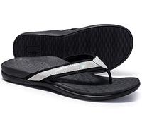 LLSOARSS Plantar Fasciitis Feet Sandal with Arch Support - Best Orthotic flip Flops for Flat Feet，Heel Pain- for Women, Matt Silver, 6 UK