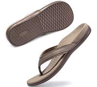 LLSOARSS Plantar Fasciitis Feet Sandal with Arch Support - Best Orthotic flip Flops for Flat Feet,Heel Pain- for Women, Khaki, 4.5 UK