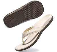 LLSOARSS Plantar Fasciitis Feet Sandal with Arch Support - Best Orthotic flip Flops for Flat Feet，Heel Pain- for Women, Beige, 6 UK