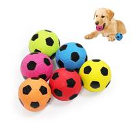 LLSPET 2'' Latex Squeaky Dog Soccer Ball Toys, Dog Football Ball for Puppy Small Medium Dogs, Vibrant Colors Soccer Chew Fetch Throw Ball 6 Pcs/Set