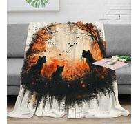 LLSZAHD 3D Print Blanket Baby Size Black Cat Ultra-soft Warm Puffy Flannel Throws Blankets, Versatile Throw Blanket 30"x40" for Bedroom Couch Bed Sofa Bedding (76x101cm)