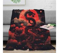 LLSZAHD 3D Print Blanket Baby Size Black Dragon Ultra-soft Warm Puffy Flannel Throws Blankets, Versatile Throw Blanket 30"x40" for Bedroom Couch Bed Sofa Bedding (76x101cm)