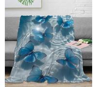 LLSZAHD 3D Print Blanket Baby Size Blue Butterfly Ultra-soft Warm Puffy Flannel Throws Blankets, Versatile Throw Blanket 30"x40" for Bedroom Couch Bed Sofa Bedding (76x101cm)