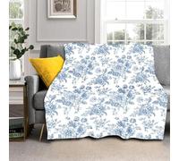 LLSZAHD 3D Print Blanket Baby Size Blue Flower Ultra-soft Warm Puffy Flannel Throws Blankets, Versatile Throw Blanket 30"x40" for Bedroom Couch Bed Sofa Bedding (76x101cm)