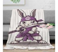 LLSZAHD 3D Print Blanket Baby Size Ninja Rabbit Ultra-soft Warm Puffy Flannel Throws Blankets, Versatile Throw Blanket 30"x40" for Bedroom Couch Bed Sofa Bedding (76x101cm)