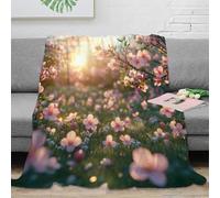 LLSZAHD 3D Print Blanket Baby Size Pink Peach Blossom Ultra-soft Warm Puffy Flannel Throws Blankets, Versatile Throw Blanket 30"x40" for Bedroom Couch Bed Sofa Bedding (76x101cm)