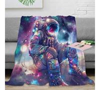 LLSZAHD 3D Print Blanket Baby Size Purple Astronaut Ultra-soft Warm Puffy Flannel Throws Blankets, Versatile Throw Blanket 30"x40" for Bedroom Couch Bed Sofa Bedding (76x101cm)