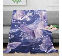 LLSZAHD 3D Print Blanket Baby Size Purple Butterflies Ultra-soft Warm Puffy Flannel Throws Blankets, Versatile Throw Blanket 30"x40" for Bedroom Couch Bed Sofa Bedding (76x101cm)