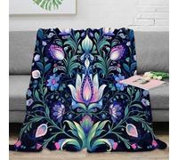 LLSZAHD 3D Print Blanket Baby Size Purple Flowers Ultra-soft Warm Puffy Flannel Throws Blankets, Versatile Throw Blanket 30"x40" for Bedroom Couch Bed Sofa Bedding (76x101cm)