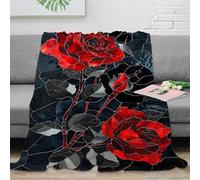 LLSZAHD 3D Print Blanket Baby Size Red Rose Ultra-soft Warm Puffy Flannel Throws Blankets, Versatile Throw Blanket 30"x40" for Bedroom Couch Bed Sofa Bedding (76x101cm)