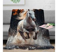 LLSZAHD 3D Print Blanket Baby Size Running Horse Ultra-soft Warm Puffy Flannel Throws Blankets, Versatile Throw Blanket 30"x40" for Bedroom Couch Bed Sofa Bedding (76x101cm)
