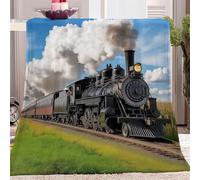LLSZAHD 3D Print Blanket Baby Size Steam Train Ultra-soft Warm Puffy Flannel Throws Blankets, Versatile Throw Blanket 30"x40" for Bedroom Couch Bed Sofa Bedding (76x101cm)