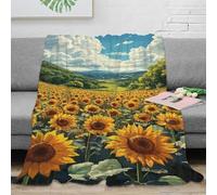 LLSZAHD 3D Print Blanket Baby Size Sunflower Ultra-soft Warm Puffy Flannel Throws Blankets, Versatile Throw Blanket 30"x40" for Bedroom Couch Bed Sofa Bedding (76x101cm)
