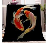 LLSZAHD 3D Print Blanket Baby Size Two Carps Ultra-soft Warm Puffy Flannel Throws Blankets, Versatile Throw Blanket 30"x40" for Bedroom Couch Bed Sofa Bedding (76x101cm)