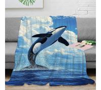 LLSZAHD 3D Print Blanket Baby Size Whale Ultra-soft Warm Puffy Flannel Throws Blankets, Versatile Throw Blanket 30"x40" for Bedroom Couch Bed Sofa Bedding (76x101cm)