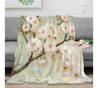 LLSZAHD 3D Print Blanket Baby Size White Flowers Ultra-soft Warm Puffy Flannel Throws Blankets, Versatile Throw Blanket 30"x40" for Bedroom Couch Bed Sofa Bedding (76x101cm)