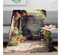 LLSZAHD 3D Print Blanket Baby Size Yard Scenery Ultra-soft Warm Puffy Flannel Throws Blankets, Versatile Throw Blanket 30"x40" for Bedroom Couch Bed Sofa Bedding (76x101cm)