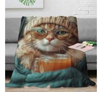 LLSZAHD 3D Print Double Size Throws Blanket Orange Cats Comfort Soft Sofa Bed Flannel Blanket 128x152cm, Modern Fashion Design Style Children Adults Bedroom Decor - Travel Blankets 50"x60"