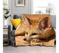 LLSZAHD 3D Print Throws Blanket King Size Fox Fennec fox Comfort Soft Sofa Bed Throw Blanket 152x204cm, Modern Fashion Design Style Children Adults Bedroom Decor - Fluffy Blankets 60"x80"