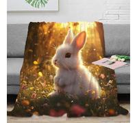 LLSZAHD 3D Print Throws Blanket King Size Rabbit and Flower Comfort Soft Sofa Bed Throw Blanket 152x204cm, Modern Fashion Design Style Children Adults Bedroom Decor - Fluffy Blankets 60"x80"