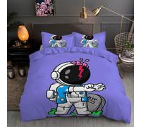LLSZAHD Astronaut King Size Duvet Cover Sets - 110g Microfiber Bedding Sets King Size Zombie Reversible Patterned Quilt Cover Set 3 Pcs with Zipper Closure and 2 Pillowcases 50x75