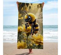 LLSZAHD Beach Towels Black Bee Microfibre Towels Quick Dry Sand Free, Super Soft Beach Blanket Bath Shower Towel - 75x150cm/30 x60