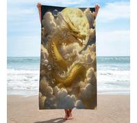LLSZAHD Beach Towels Golden Dragon Microfibre Towels Quick Dry Sand Free, Super Soft Beach Blanket Bath Shower Towel - 75x150cm/30 x60