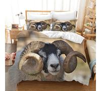 LLSZAHD Bighorn Sheep King Size Duvet Cover Sets, White Animals Bedding Microfiber with Zipper Closure, Comfortable Easy to Machine Wash and 2 Pillowcases, for Boys and Girls