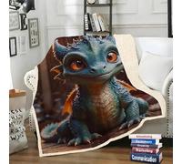LLSZAHD Blue Dragon Sherpa Blanket Abstract Patterns Thermal and Soft Fleece Throw, Fluffy Bed Throw or Sofa Blanket for Large Sofa, 150 x 230 cm