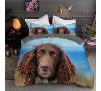 LLSZAHD Blue Duvet Cover King Size Springer Spaniel Bedding Duvet Cover Sets with Zipper Closure Fluffy Brushed Microfibre Quilt Covers King Size and 2 Pillowcases 50x75 cm