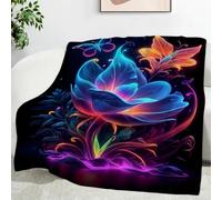 LLSZAHD Blue Flowers Blanket Baby Size, Blue Butterflies, Ultra-soft Warm Puffy Flannel Throws Blankets, Versatile Throw Blanket 30"x40" for Bedroom Couch Bed Sofa Bedding (76x101cm)