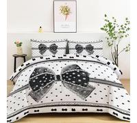 LLSZAHD Bows Double Duvet 10.5 Tog Polka Dots Coverless Duvet Cosy Super Soft Breathable Microfibre for Summer Winter, Easy Care Machine Washable Quilt with 2 Pillowcases